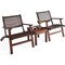 3-Piece Solid Wood and Rattan Patio Furniture Table Chairs Set